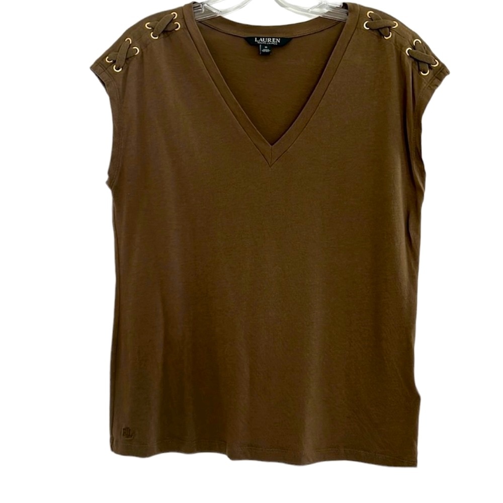 LAUREN Ralph Lauren Khaki Short Sleeve Top